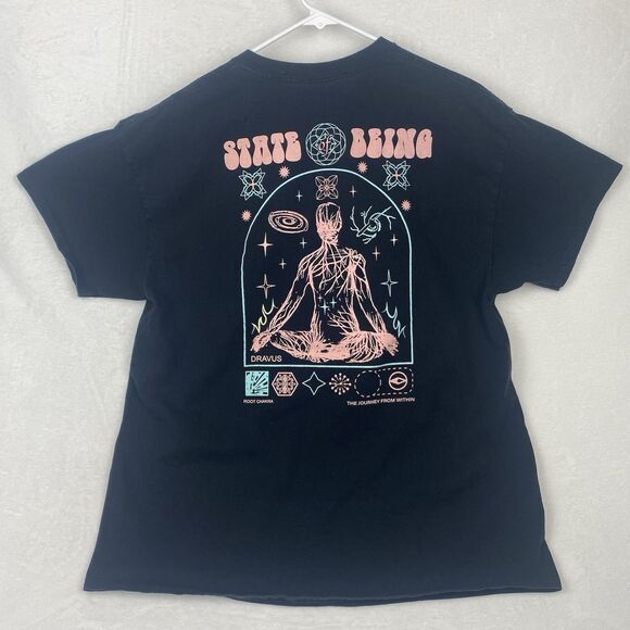 Dravus State Of Being Root Chakra Graphic Shirt Adult Large Black Short Sleeve - Picture 1 of 9
